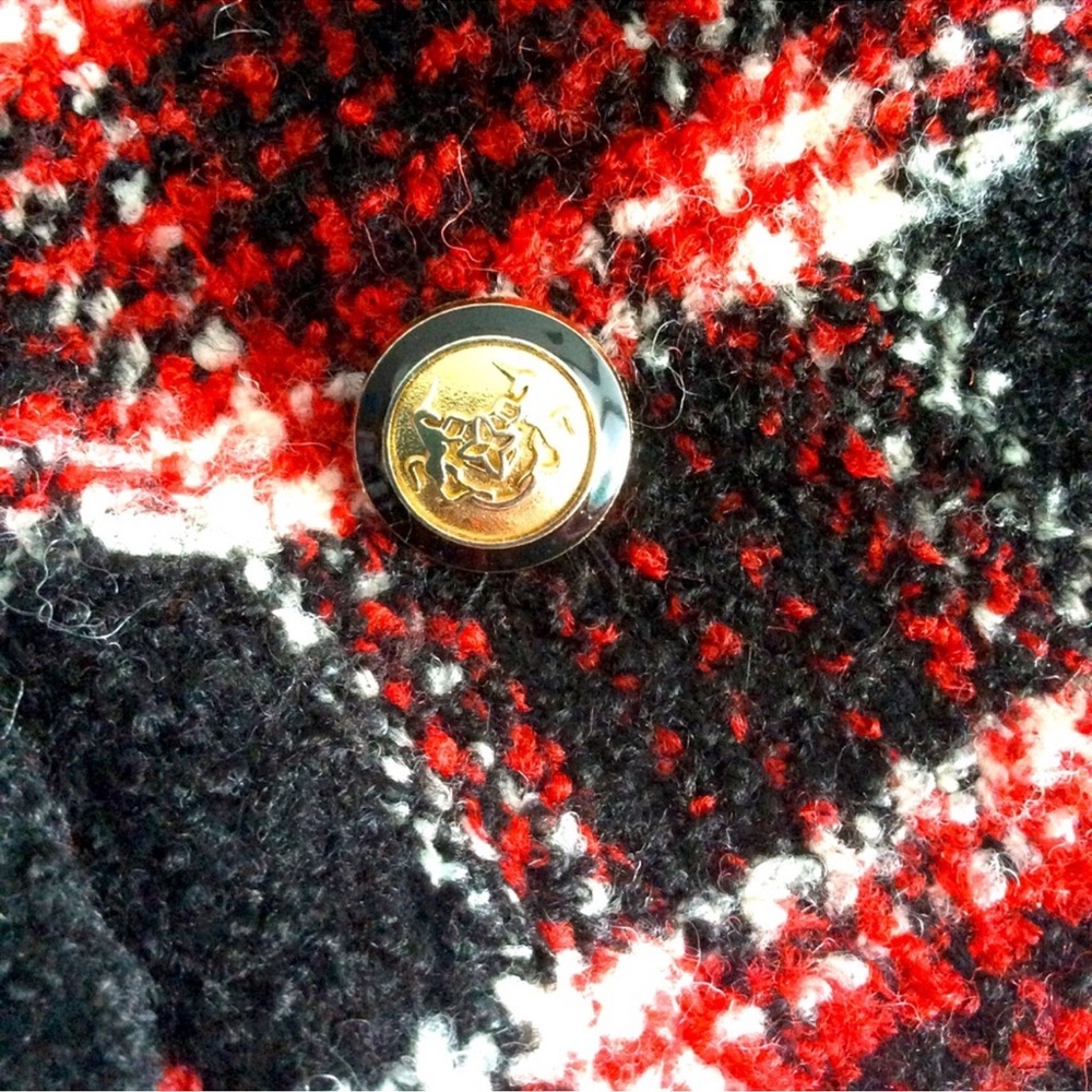 Maje Plaid Blazer with Gold Accents - Picture 4 of 5